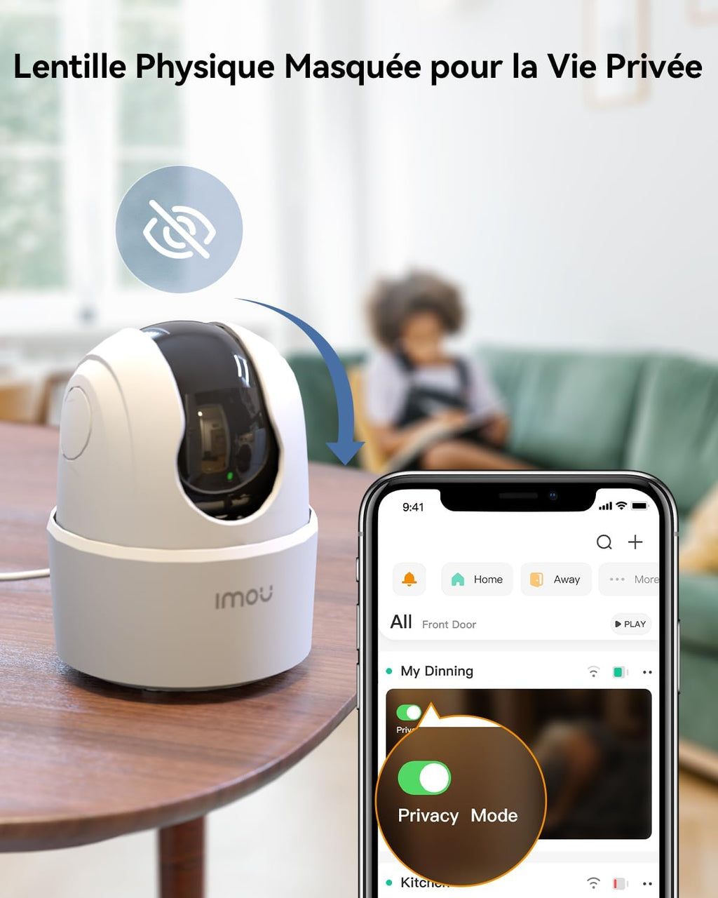 Imou Caméra Intérieure 2K 3MP WiFi 360° Détection AI Audio Bidirectionnel