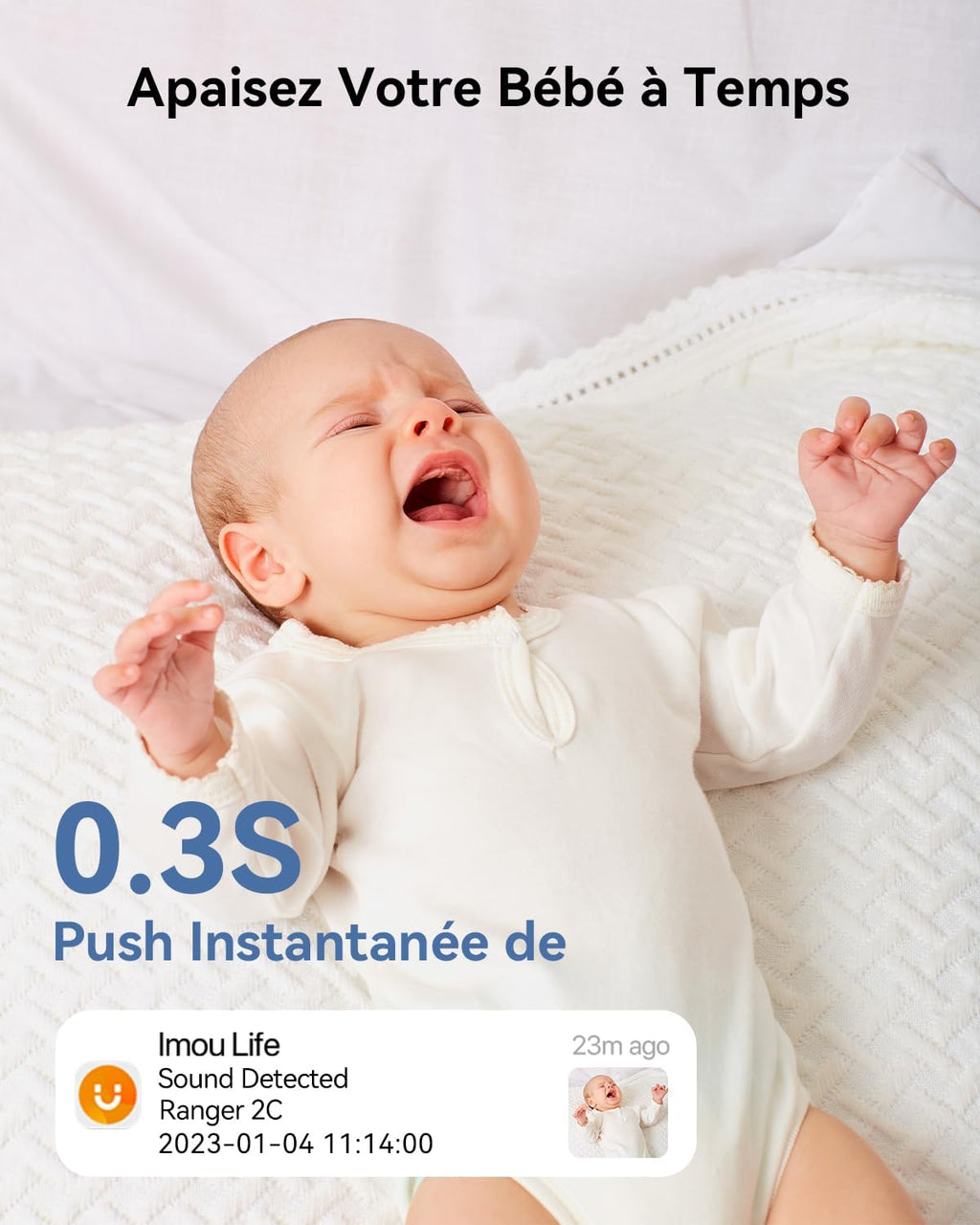 Imou Caméra Intérieure 2K 3MP WiFi 360° Détection AI Audio Bidirectionnel