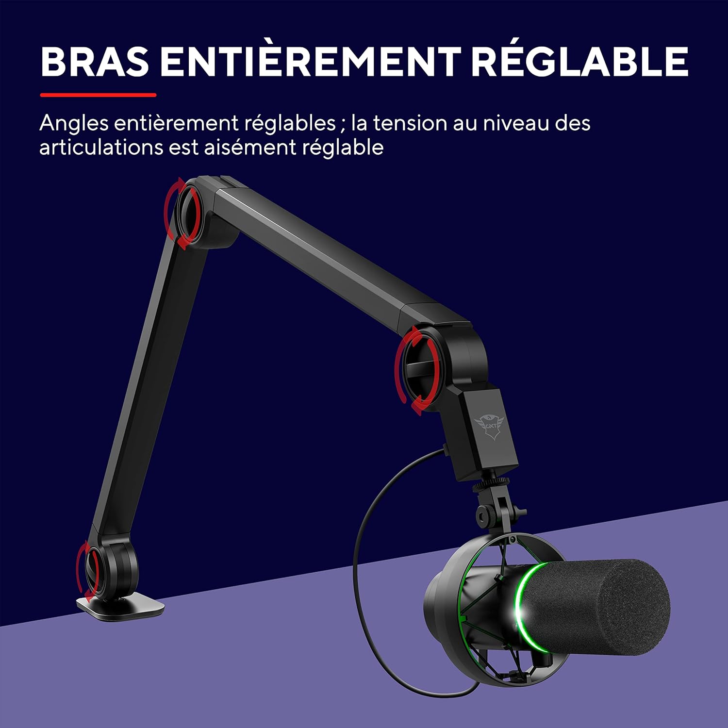Trust Gaming GXT 255+ Onyx : Micro USB Pro Cardioïde, Bras Articulé Gaming