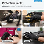 ARNOMED Gants Nitrile Noirs Jetables Robustes, Sans Latex Poudre, Multi-usages Sécurité Hygiène
