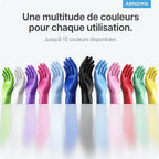 ARNOMED Gants Nitrile Noirs Jetables Robustes, Sans Latex Poudre, Multi-usages Sécurité Hygiène