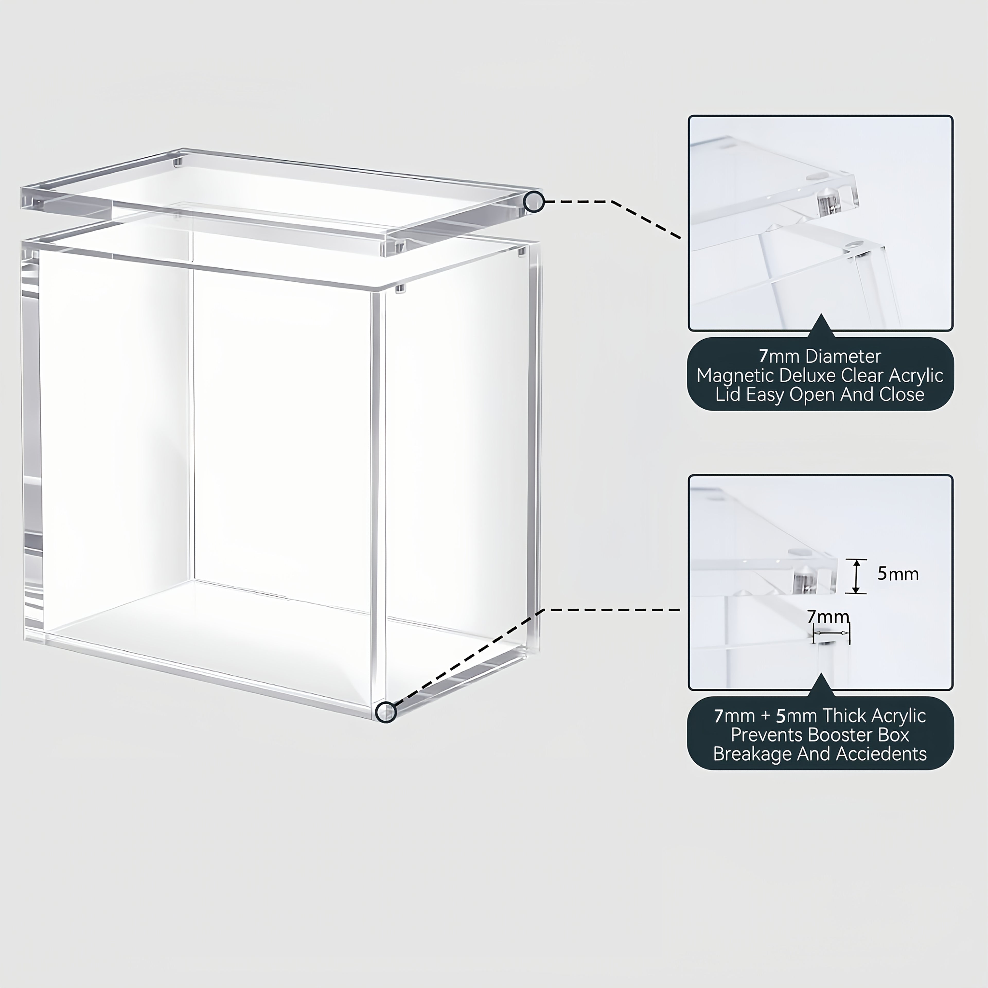 Boîtier Acrylique Empilable 5mm: Protection Cartes, Jouets, Objets de Collection, Magnétique