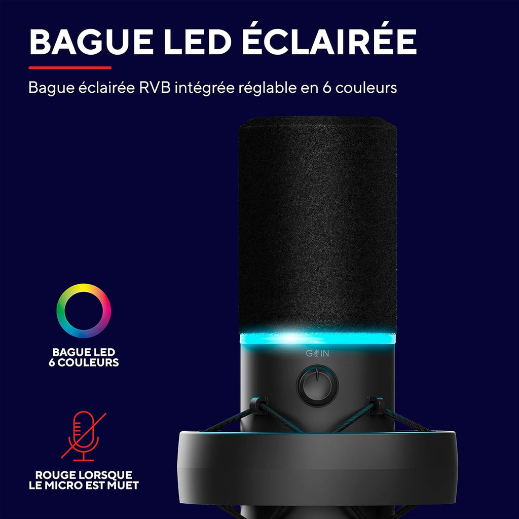 Trust Gaming GXT 255+ Onyx : Micro USB Pro Cardioïde, Bras Articulé Gaming